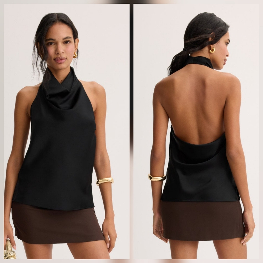 A.L.C. Black Ayla Top In Black Cowl Neck Sleeveless Pull on Size 6
